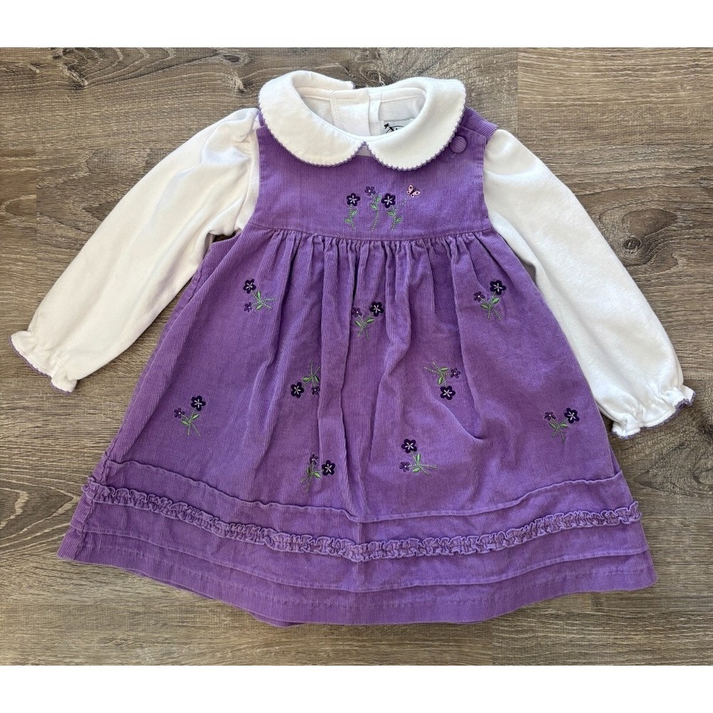 Good Lad Girl's Purple Long‎ Sleeve Peter Pan Collared Corduroy Dress 24 Months